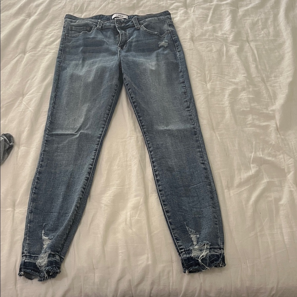 Distressed Blue Jeans